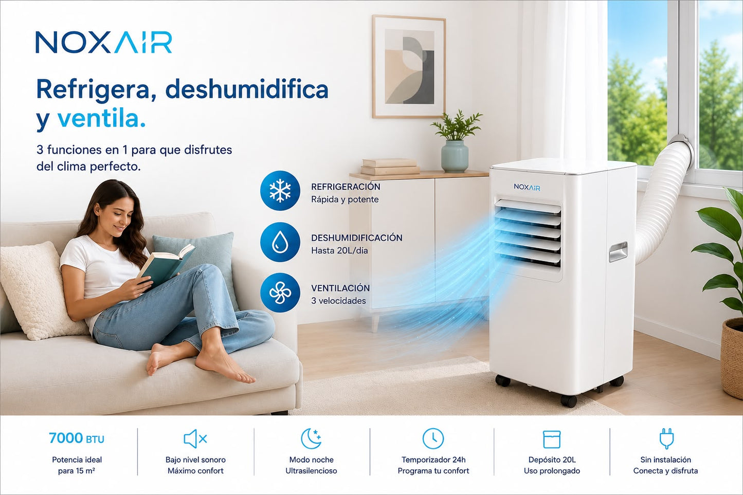 Nox Air™ - Aire Acondicionado Portátil con mando a distancia.