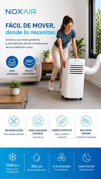 Nox Air™ - Aire Acondicionado Portátil con mando a distancia.